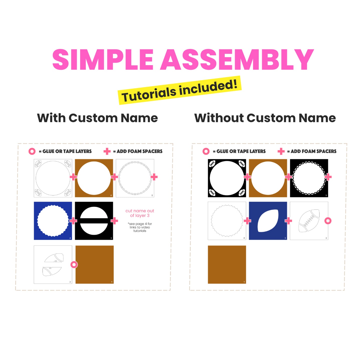 Football Name Sign Layered SVG Shadow Box Project