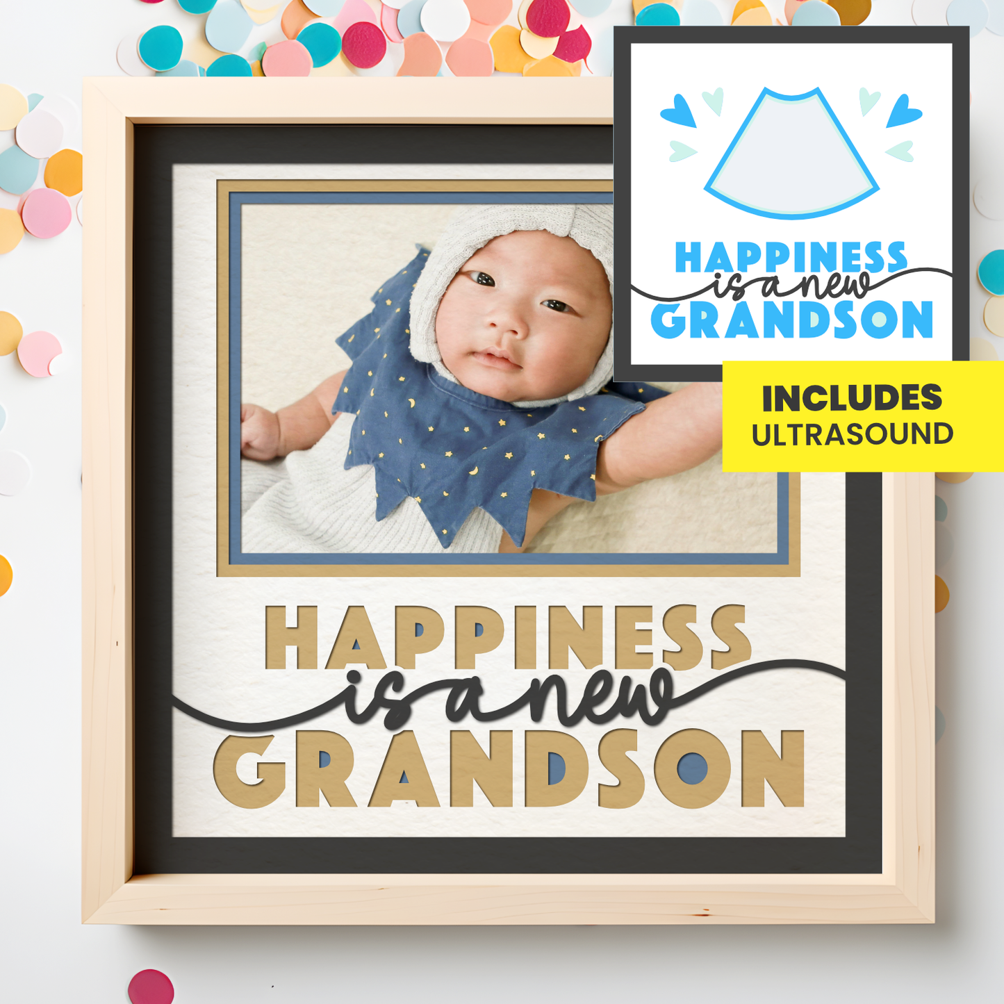 Happiness is a New Grandson Layered SVG Picture Frame Project