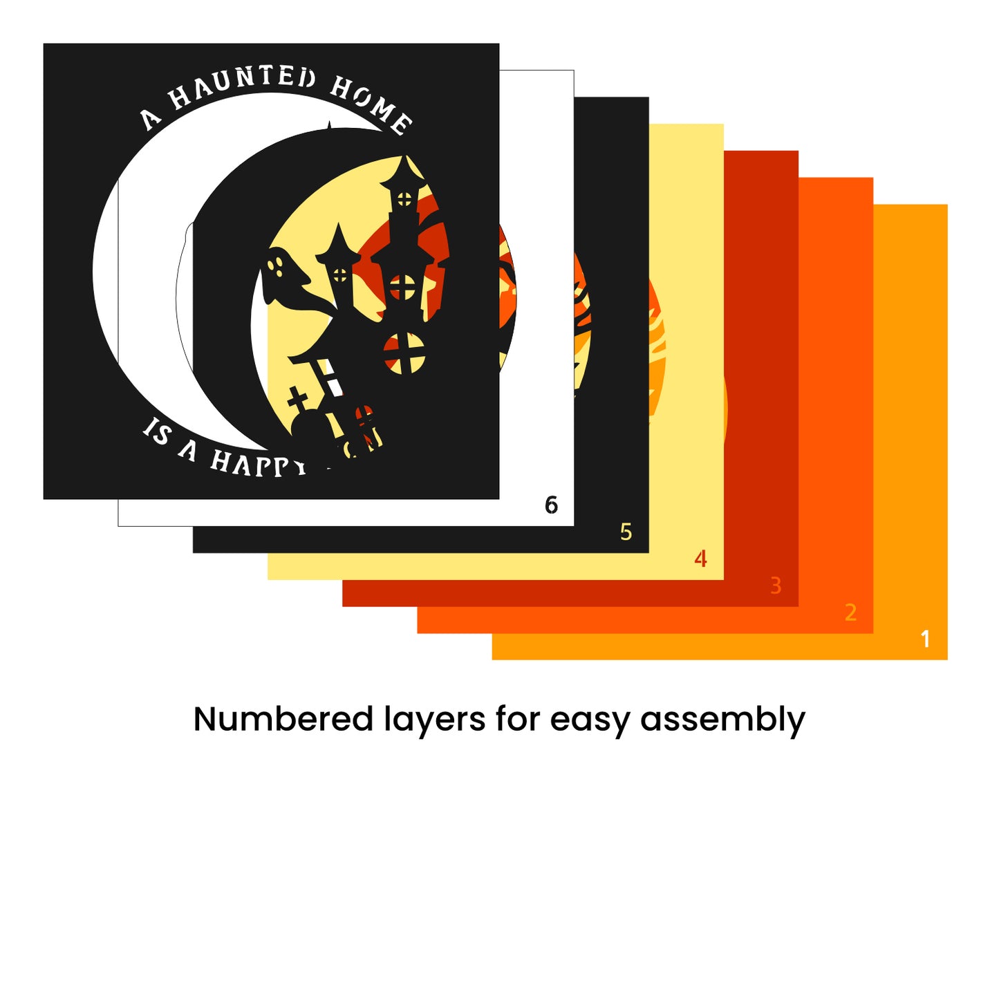 Haunted House Halloween Sign - 3d SVG Shadow Box Files