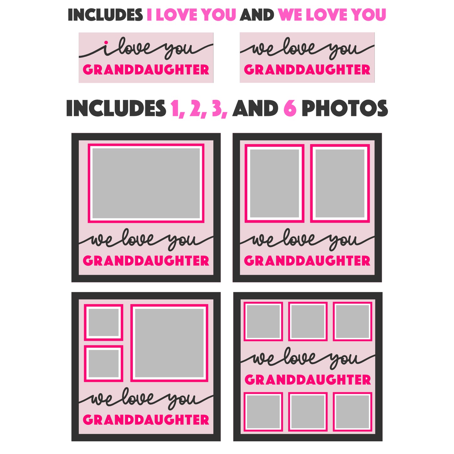 Love You Granddaughter(s) Layered SVG Picture Frame Project