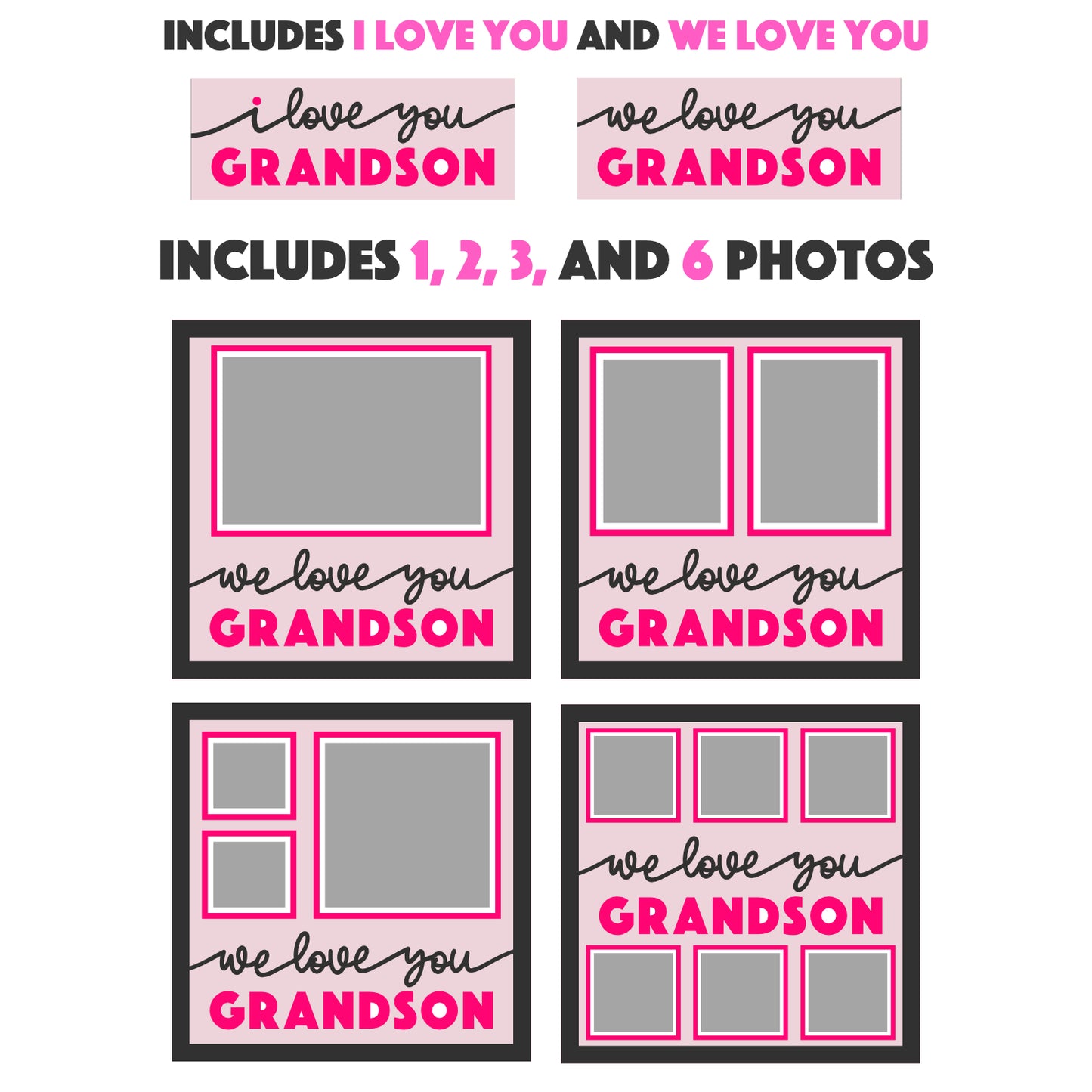 Love You Grandson(s) Layered SVG Picture Frame Project