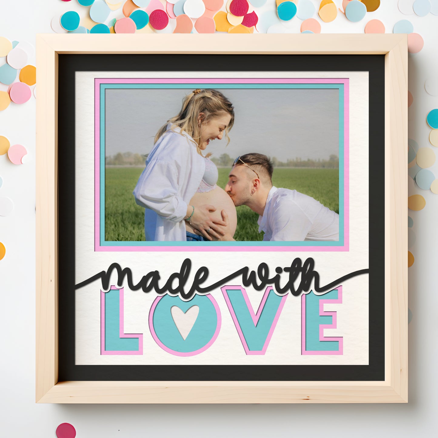 Made With Love Pregnancy Layered SVG Shadow Box Project