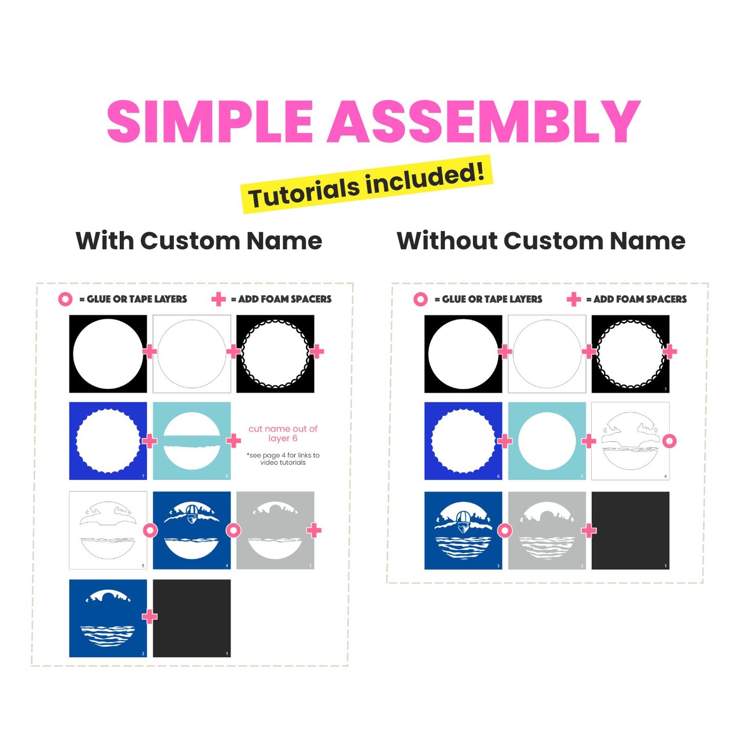 Swimming Name Sign Layered SVG Shadow Box Project