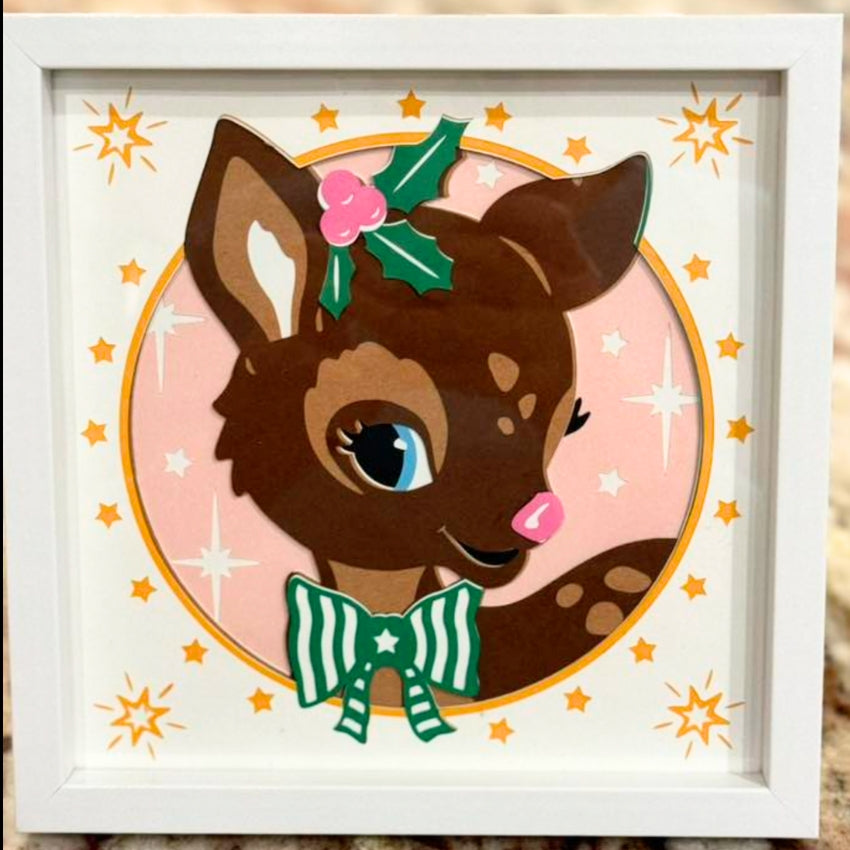Retro Riendeer Svg Retro Christmas Reindeer Shadow Box SVG File | CraftyCatSVG