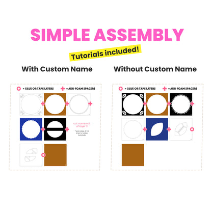 Football Name Sign Layered SVG Shadow Box Project