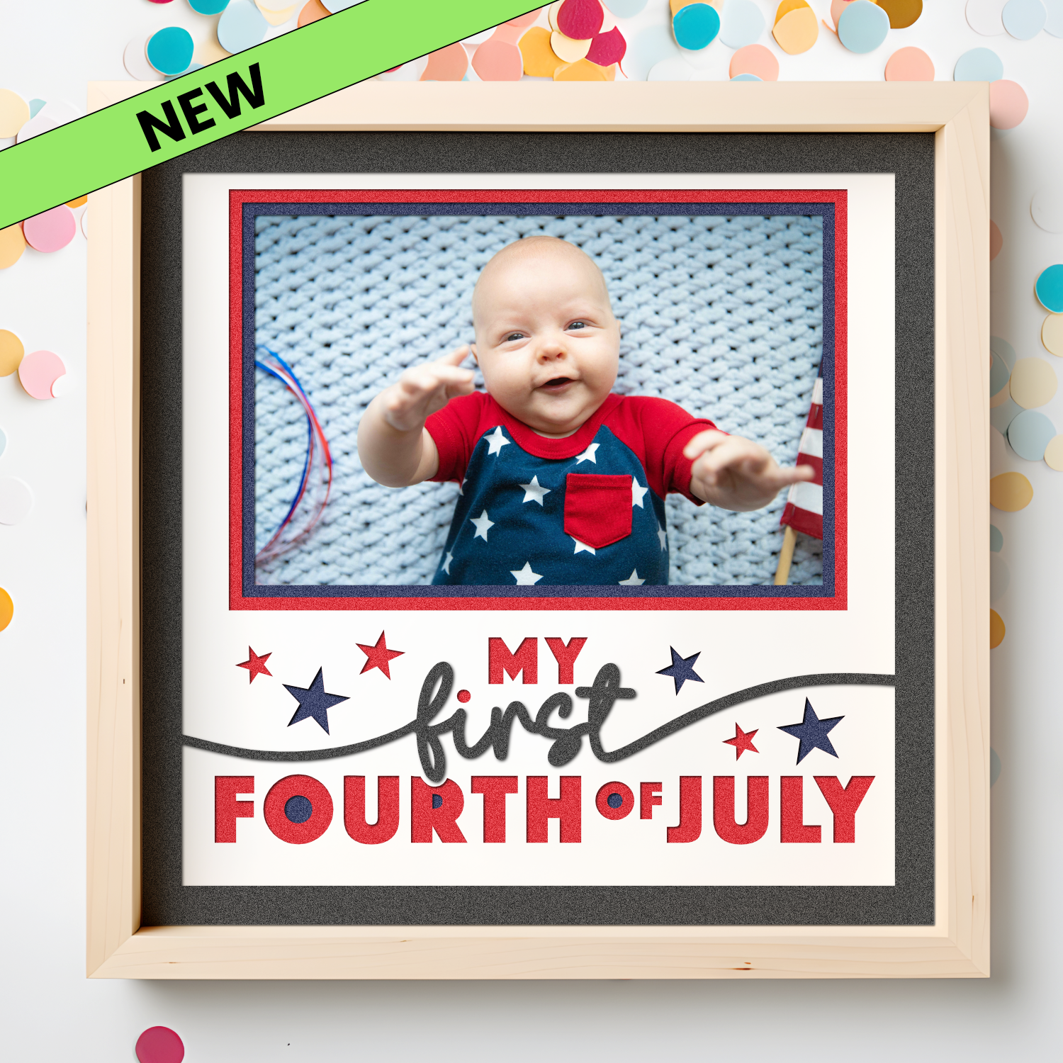 My First 4th of July Picture Frame SVG Shadow Box Project File