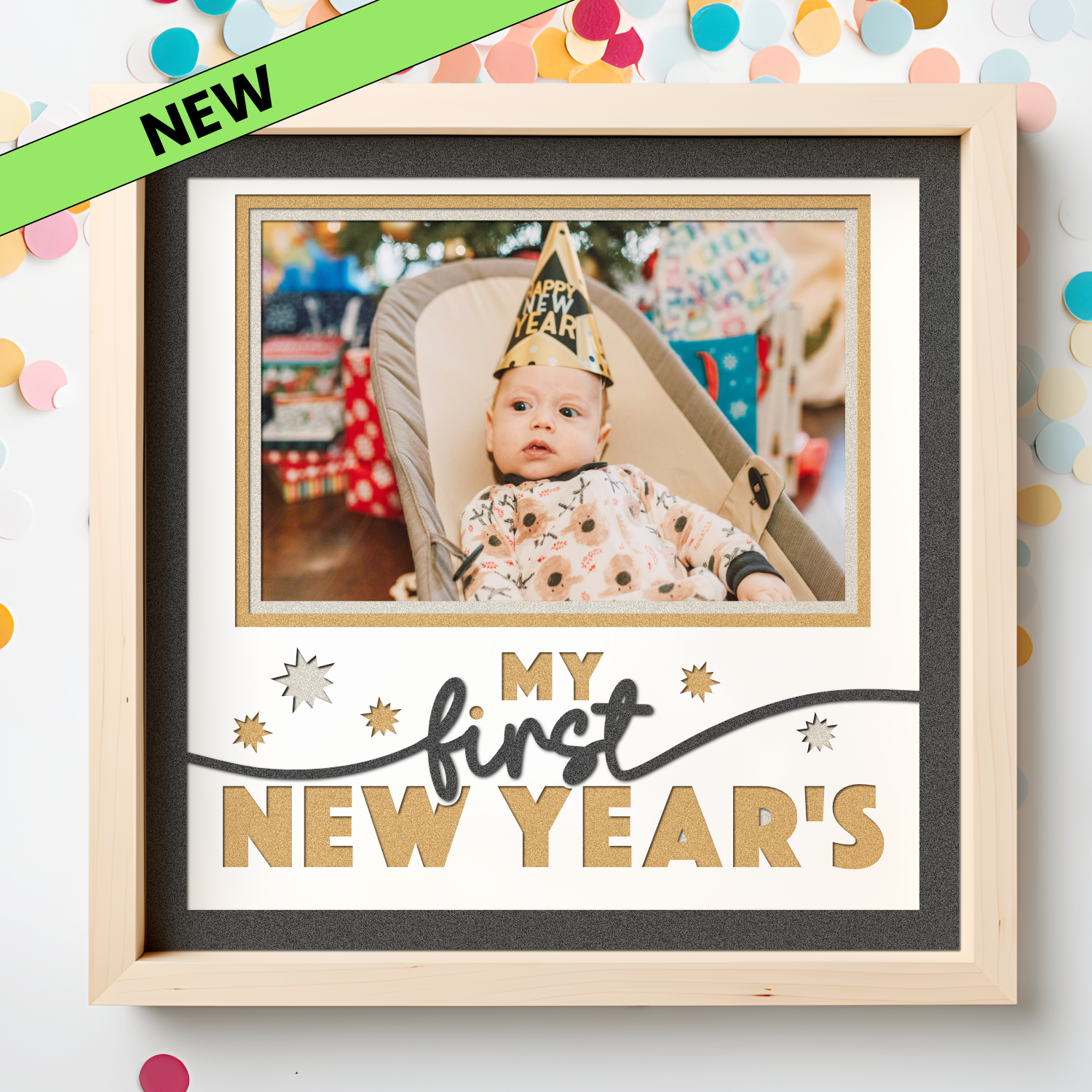My First New Year's Picture Frame SVG Shadow Box Project File