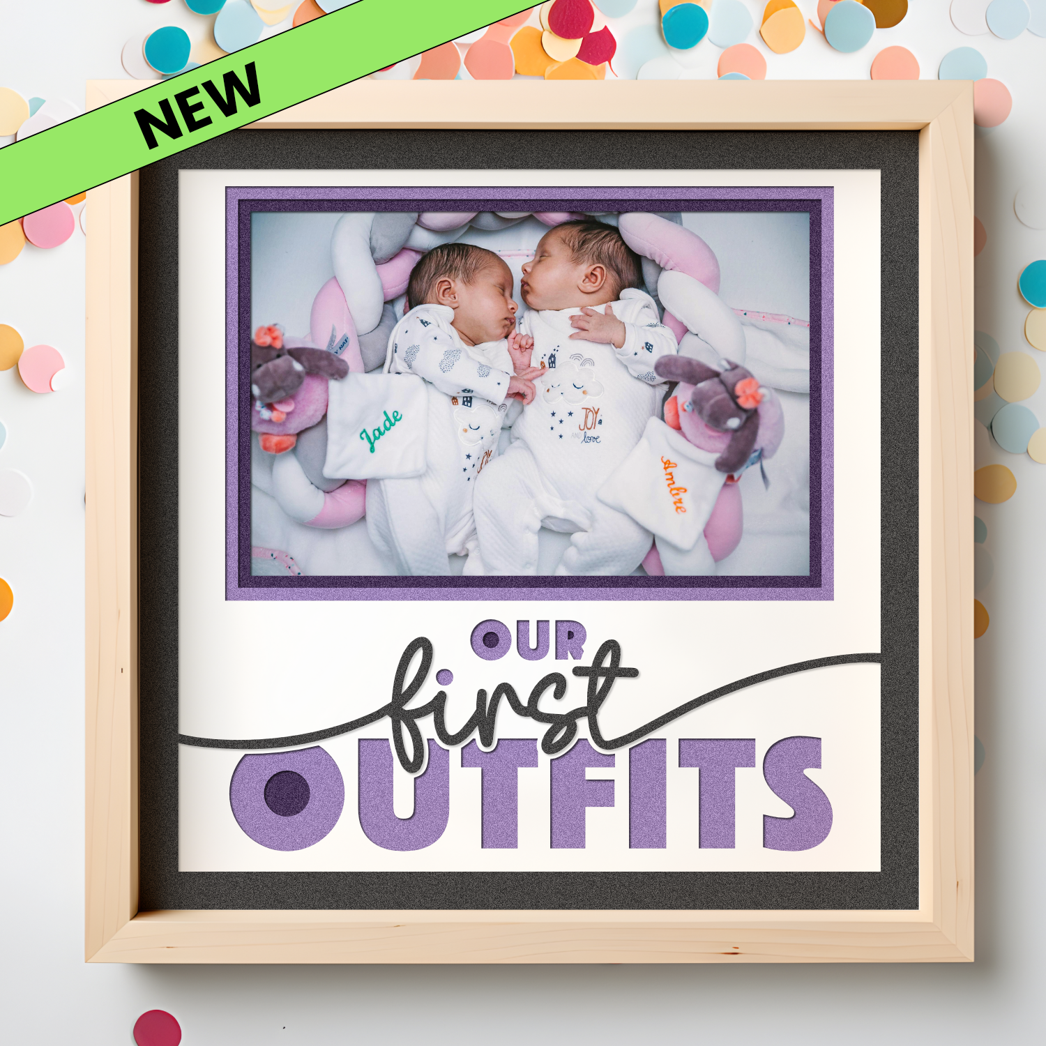 Our First Outfits Twins & Multiples Picture Frame SVG Shadow Box Project File