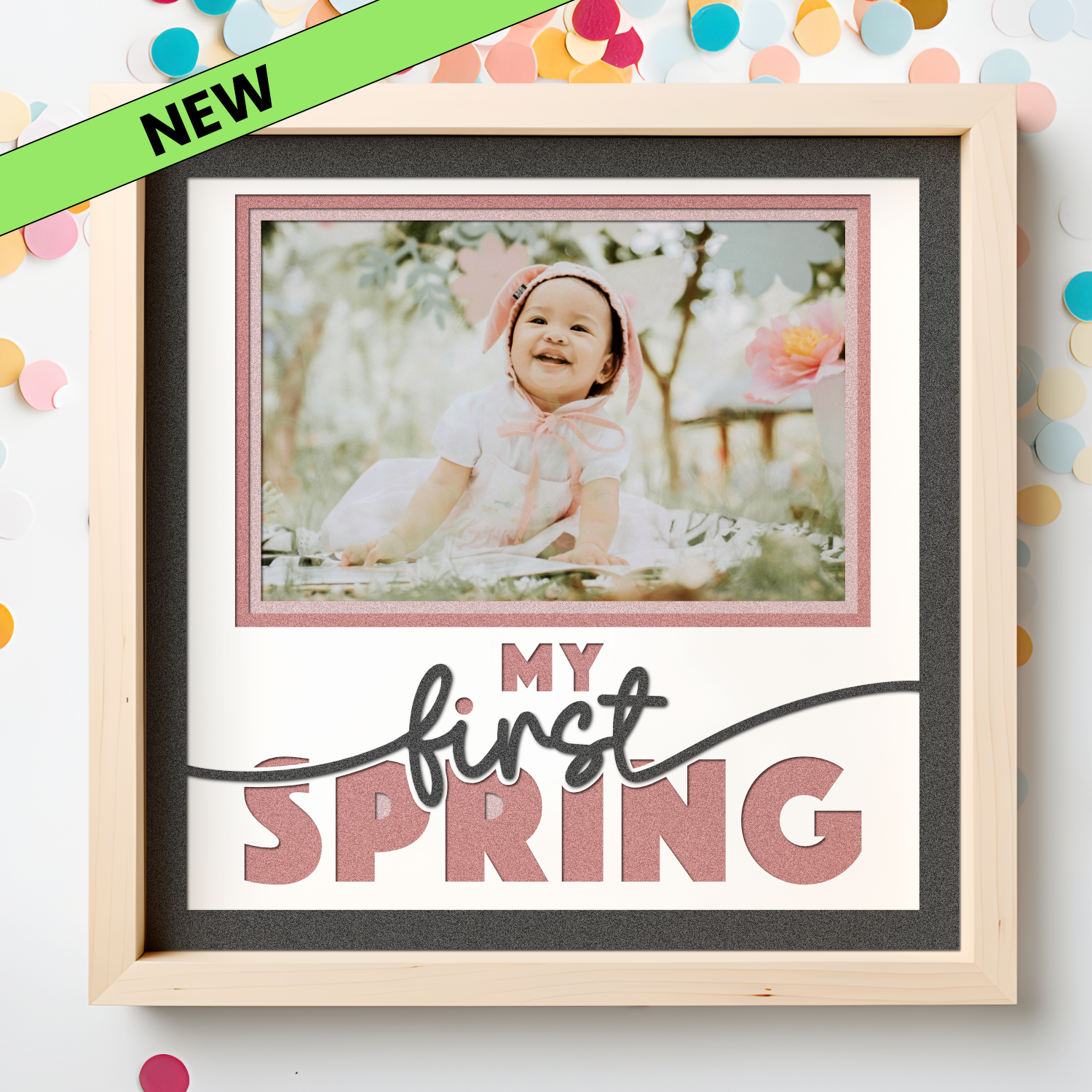 My First Spring Picture Frame SVG Shadow Box Project File