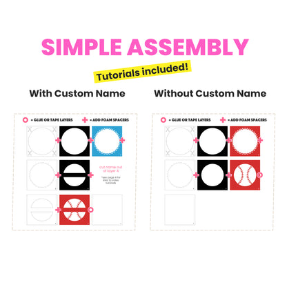 Baseball Name Sign Layered SVG Shadow Box Project