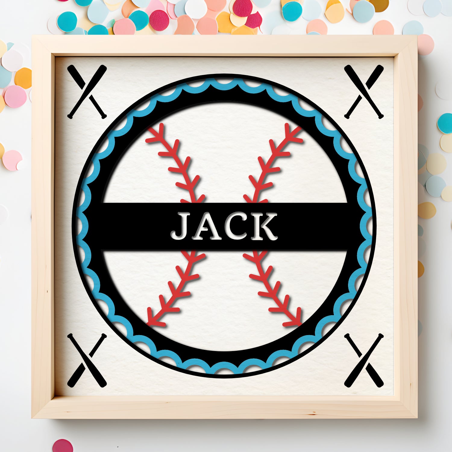 Passive Baseball Sign Baseball Name Sign Shadow Box SVG File | CraftyCatSVG