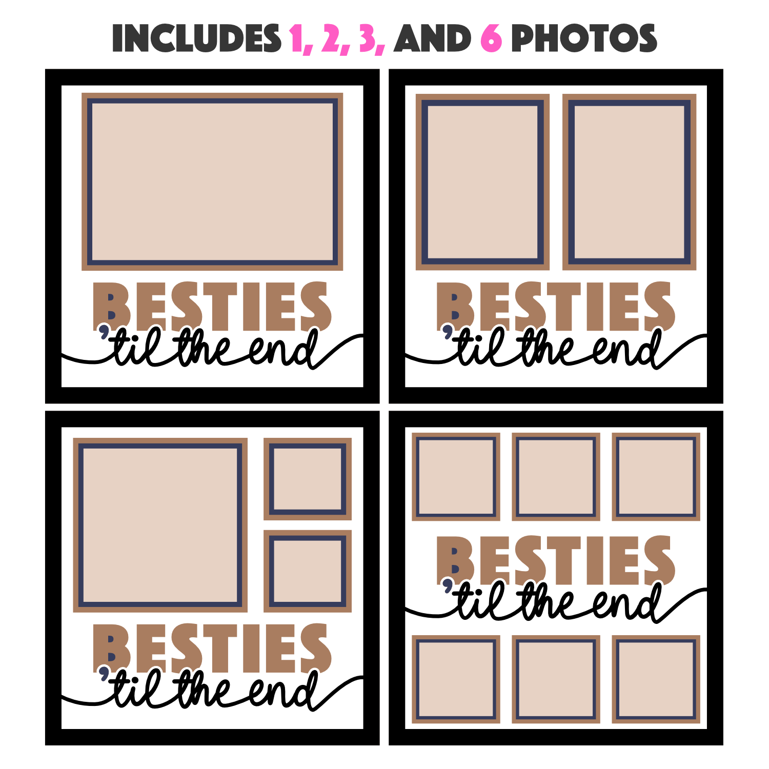 Besties 'til the End Picture Frame SVG Shadow Box Project File