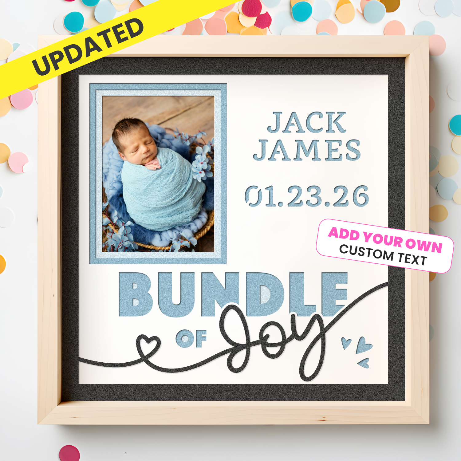 Bundle of Joy Custom Birth Stat Baby Picture Frame Shadow Box Project
