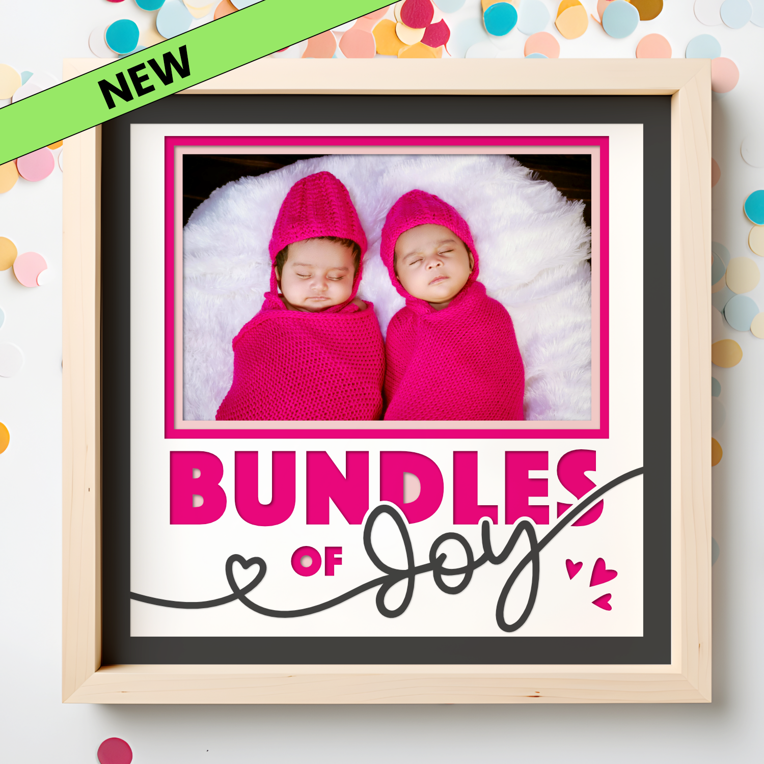 Bundles of Joy Twins and Multiples Picture Frame SVG Shadow Box Project File