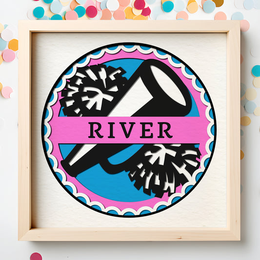 Cheerleading Name Sign Layered SVG Shadow Box Project