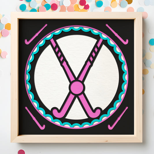 Field Hockey Name Sign Layered SVG Shadow Box Project