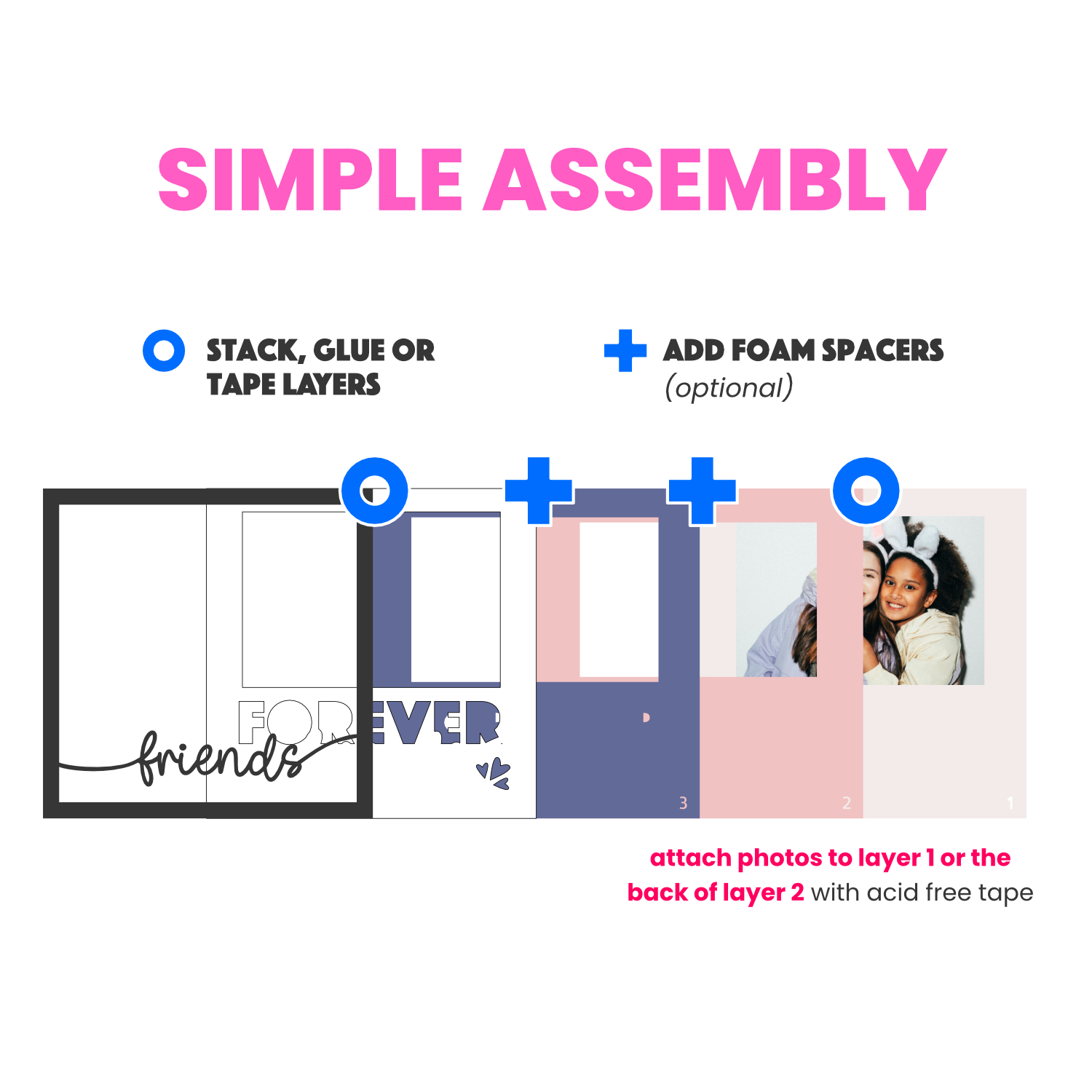 Forever Friends Picture Frame SVG Shadow Box Project File