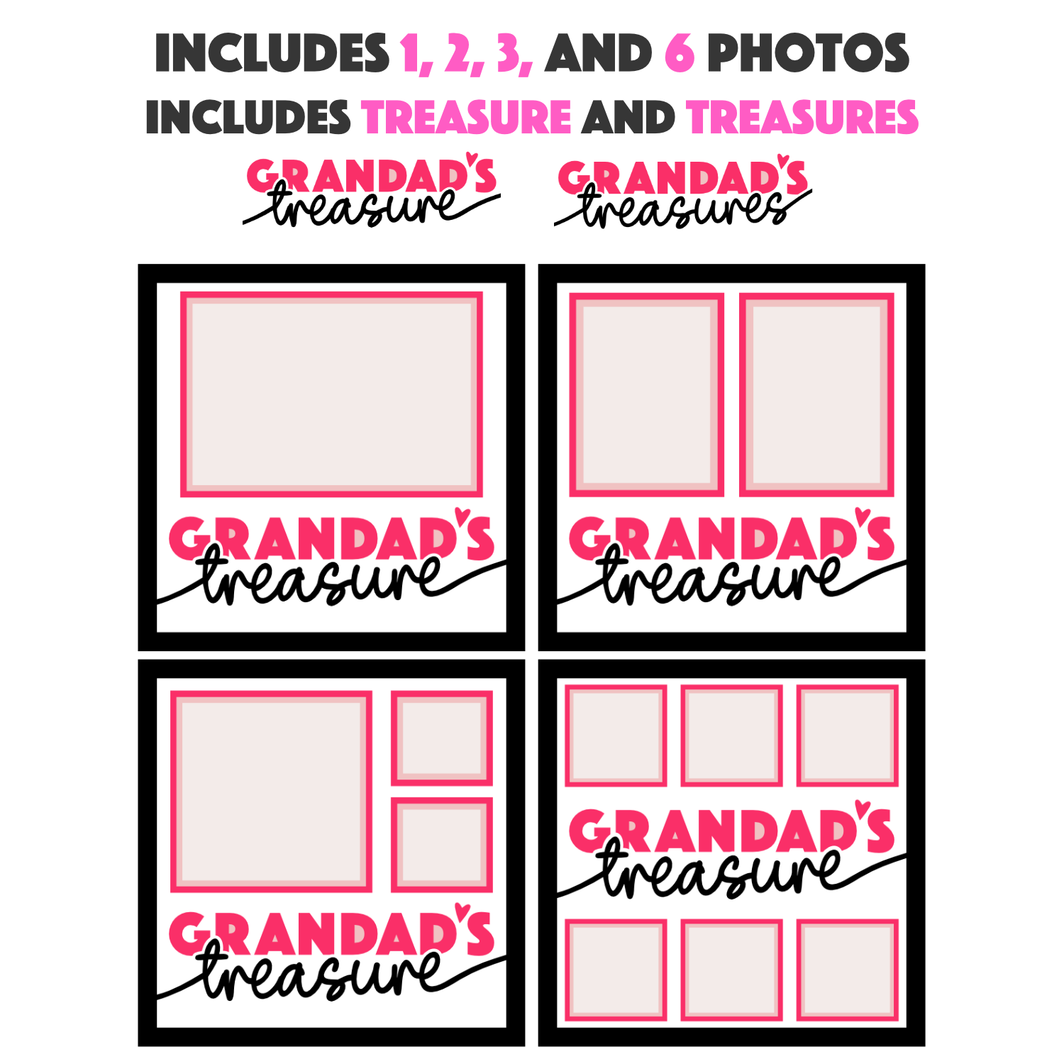 Grandad's Treasure(s) Picture Frame SVG Shadow Box Project File