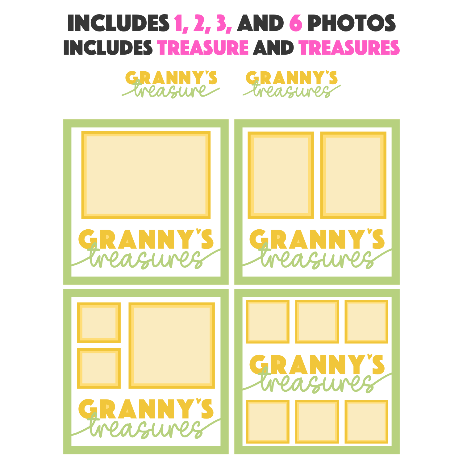 Granny's Treasures Picture Frame SVG Shadow Box Project File