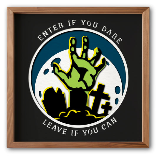 Zombie Hand Halloween Sign - 3d SVG Shadow Box Files