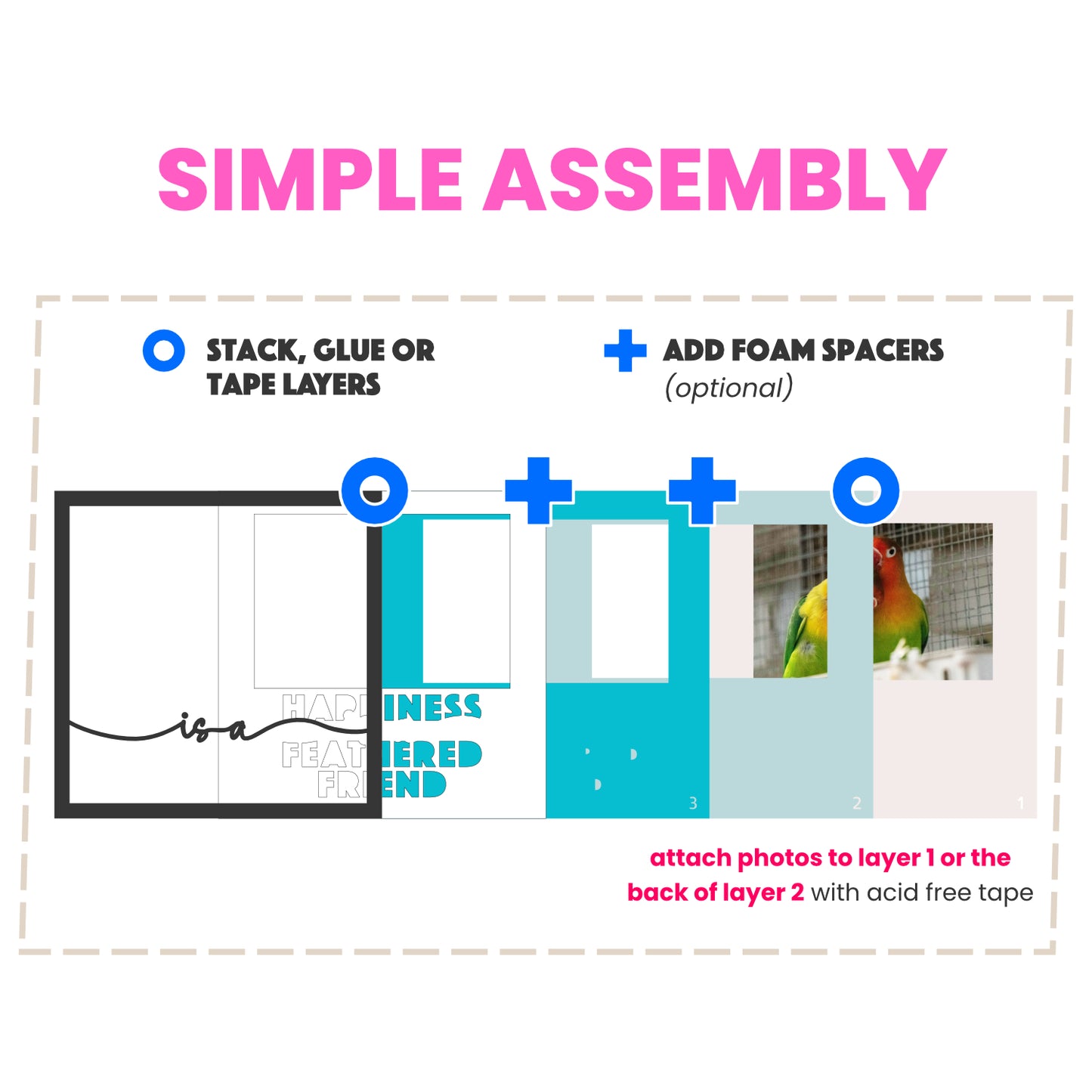Happiness is a Feathered Friend Layered SVG Pet Memorial Picture Frame Project