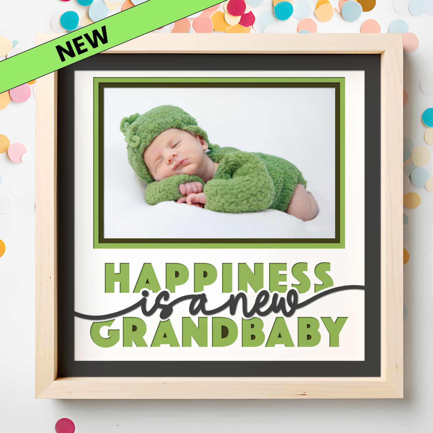 Happiness is a New Grandbaby Picture Frame SVG Shadow Box Project File