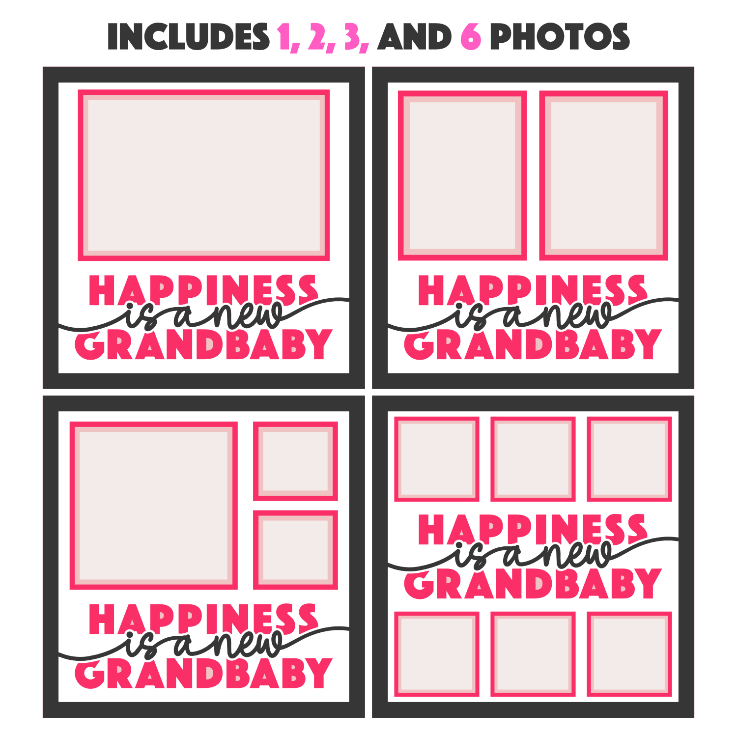Happiness is a New Grandbaby Picture Frame SVG Shadow Box Project File