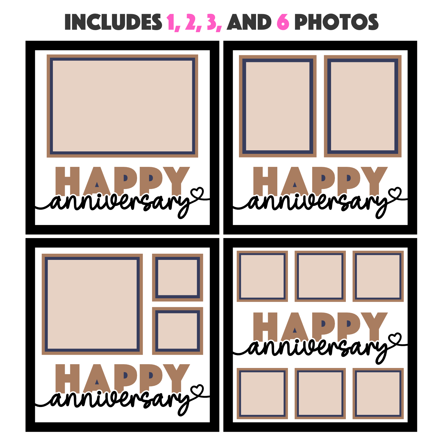 Happy Anniversary Picture Frame SVG Shadow Box Project File