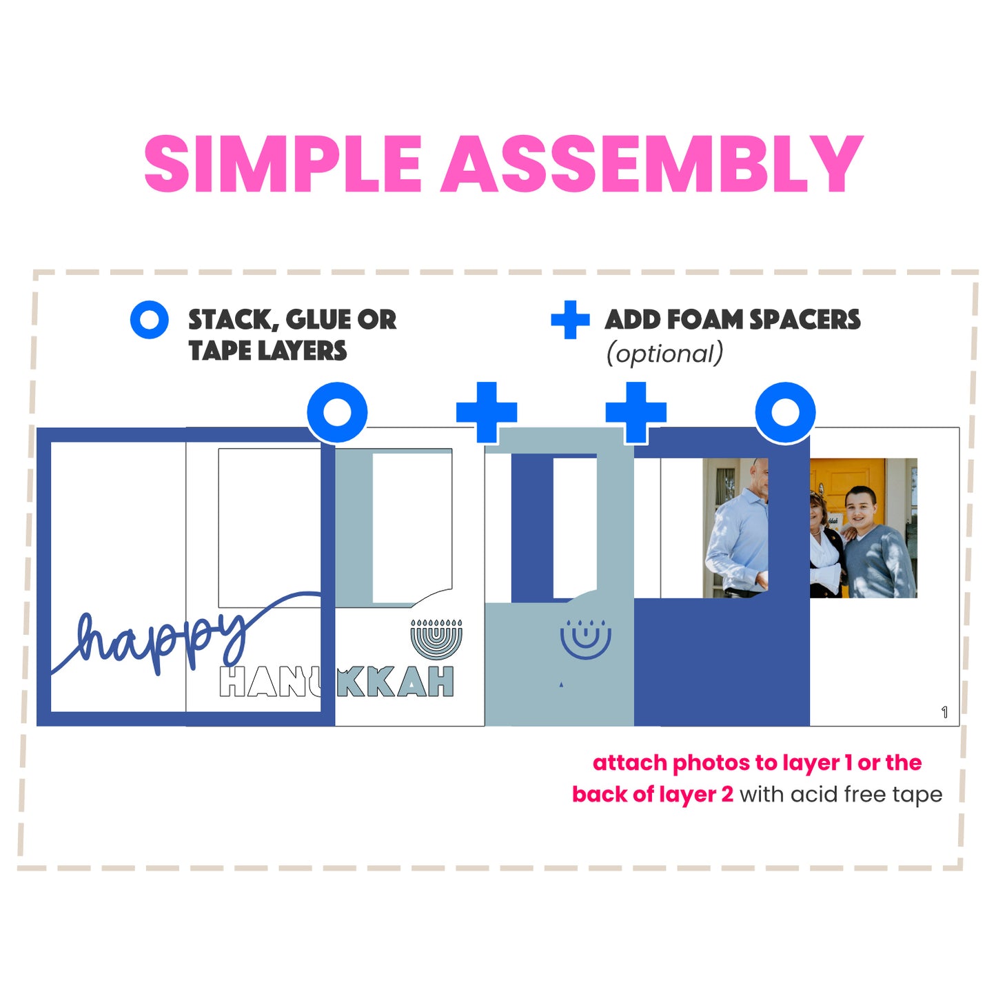 Happy Hanukkah Picture Frame Layered Shadow Box Project