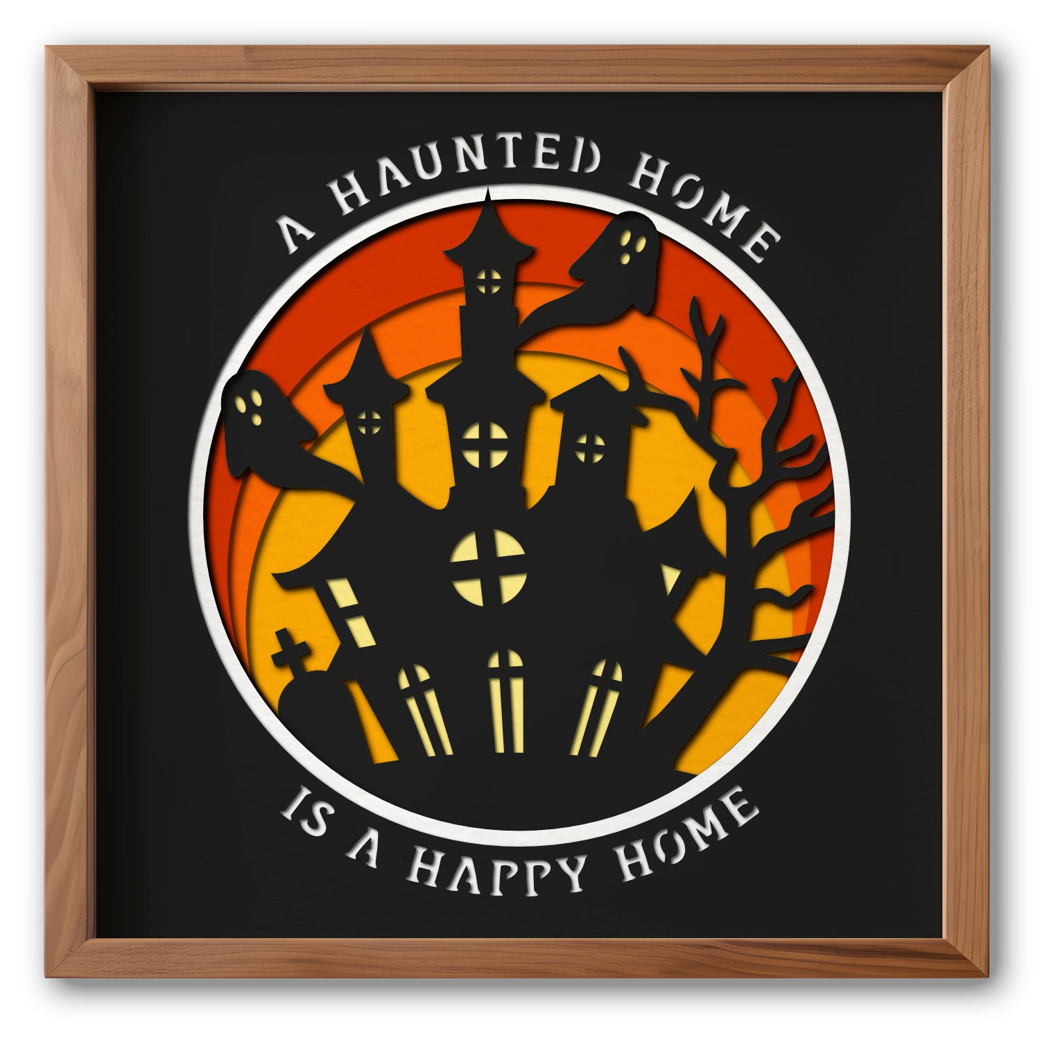 Haunted House Halloween Sign - 3d SVG Shadow Box Files