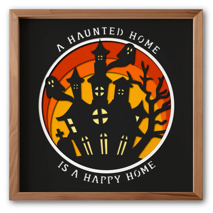 Haunted House Halloween Sign - 3d SVG Shadow Box Files