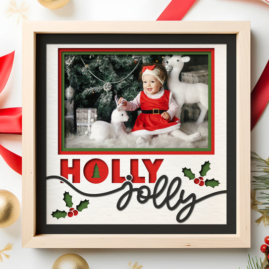 Holly Jolly Layered Picture Frame Shadow Box Project
