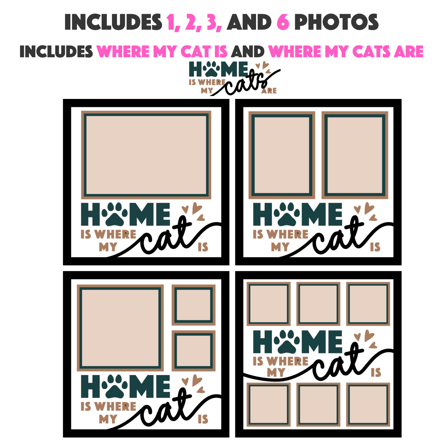 Home is Where My Cat Is Picture Frame SVG Shadow Box Project File