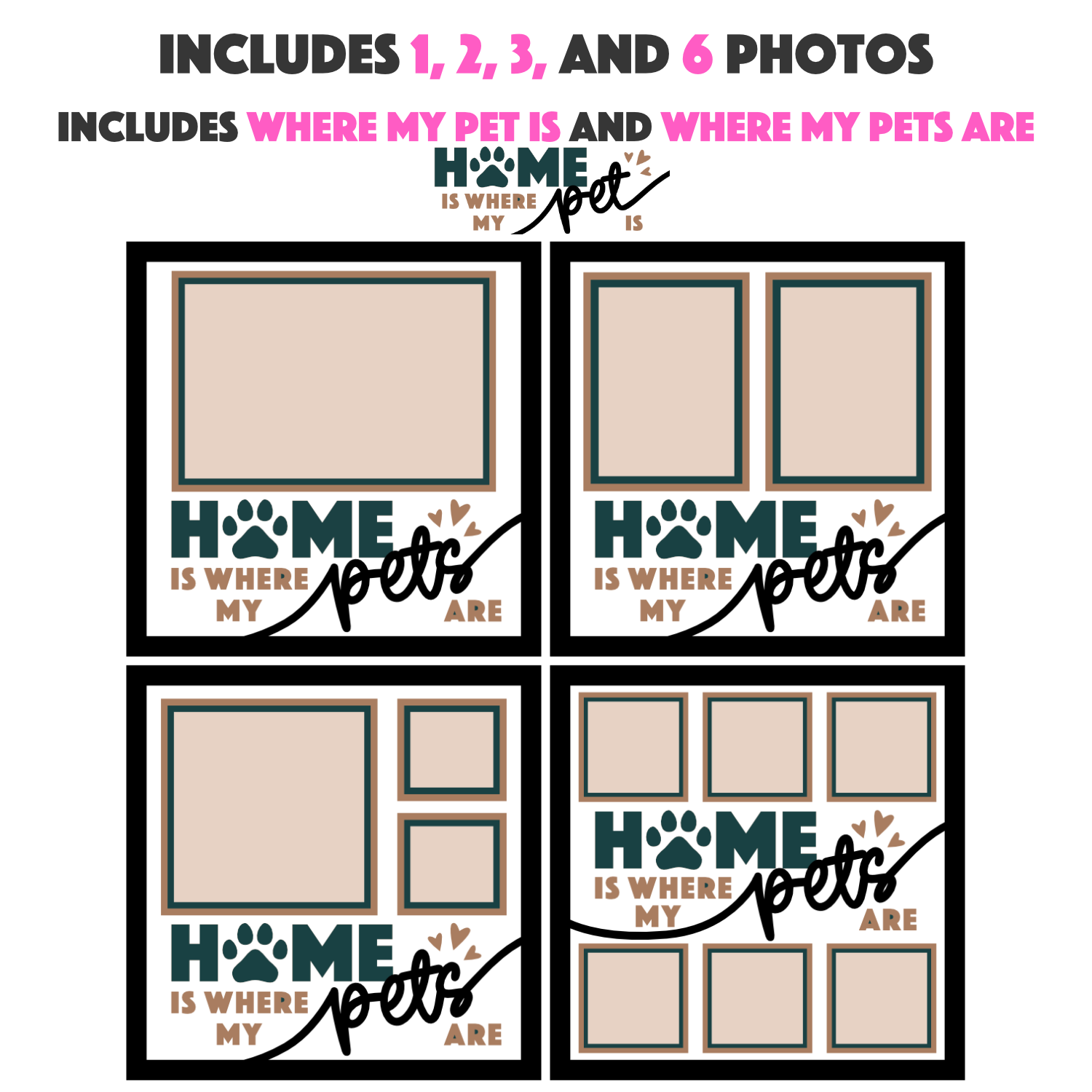 Home is Where My Pets Are Picture Frame SVG Shadow Box Project File