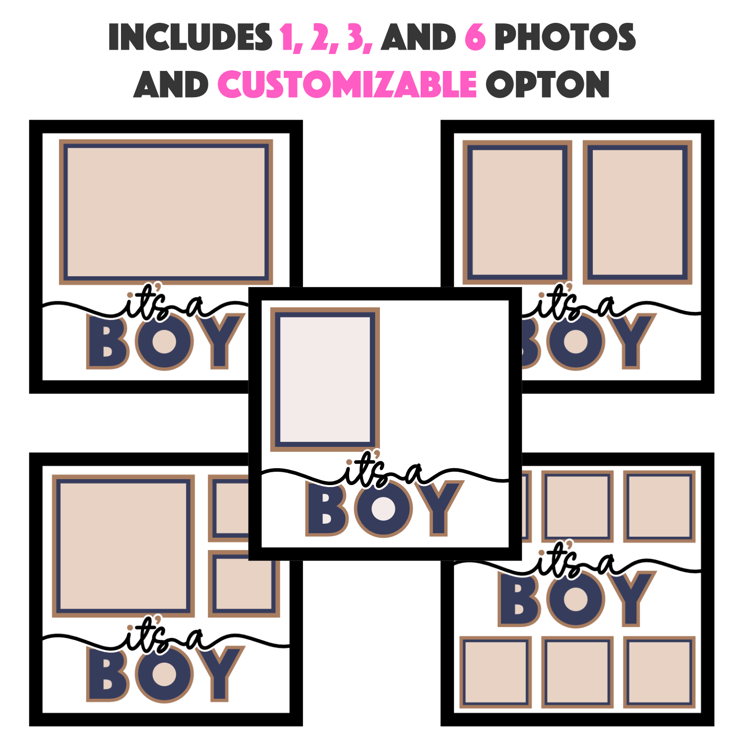 It's a Boy Picture Frame SVG Shadow Box Project File