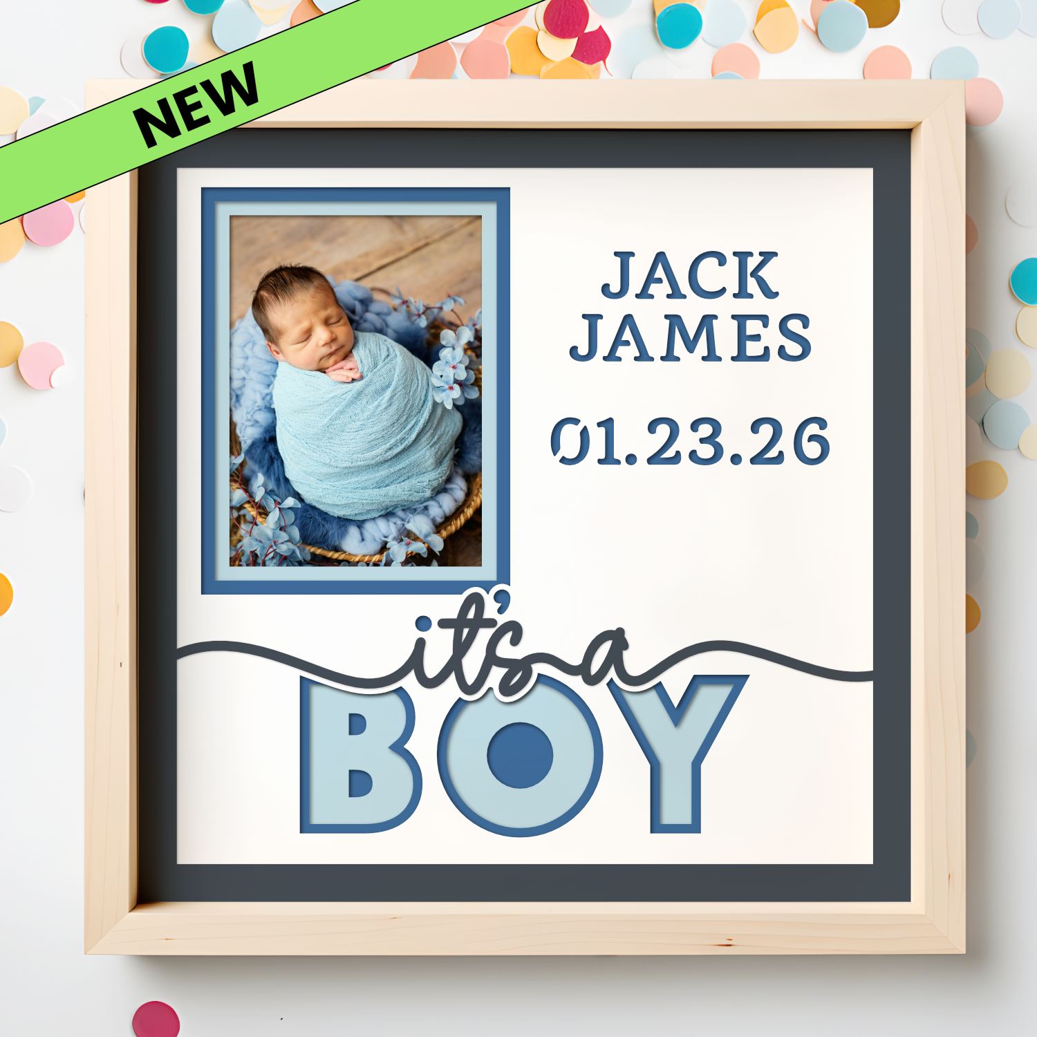 It's a Boy Picture Frame SVG Shadow Box Project File