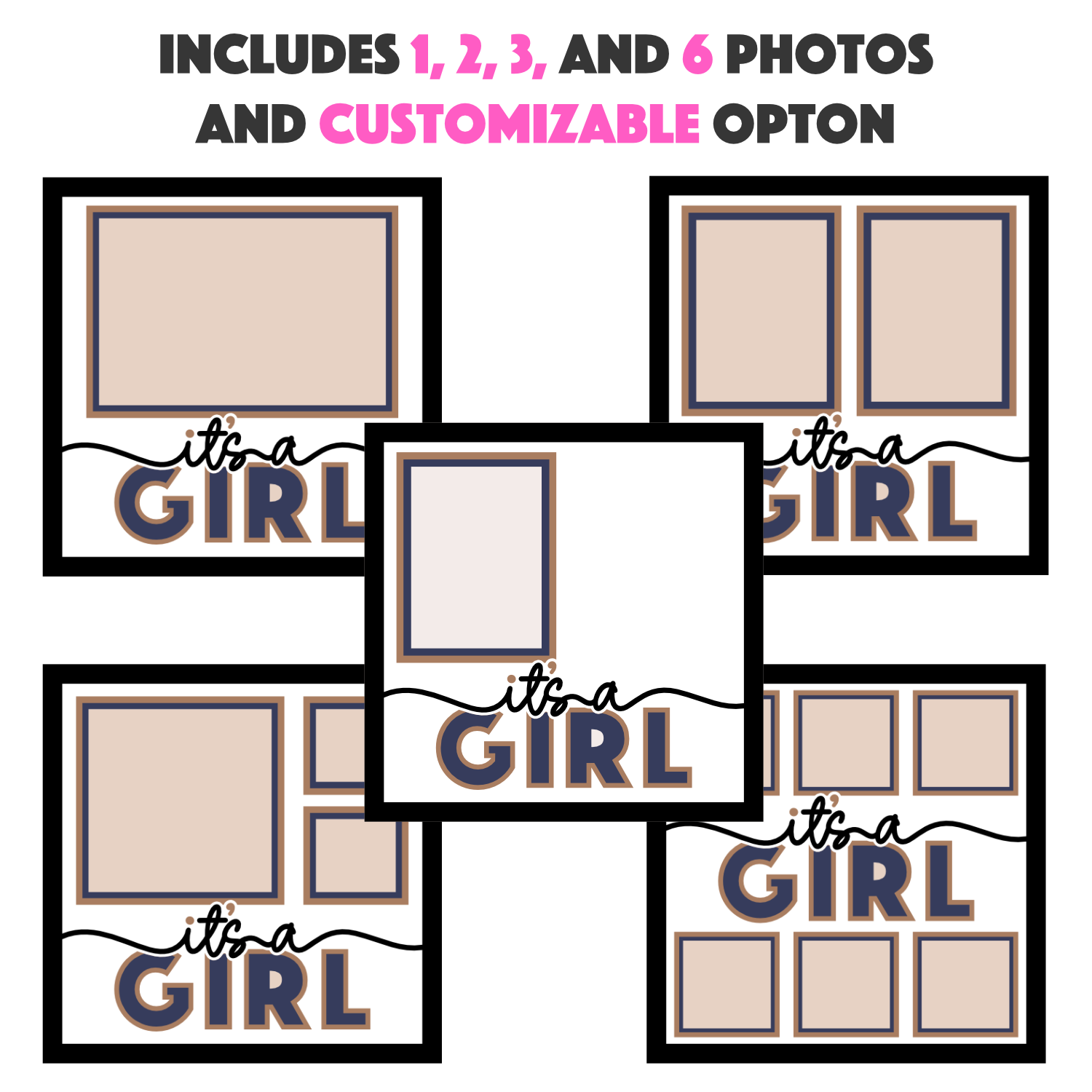 It's a Girl Picture Frame SVG Shadow Box Project File