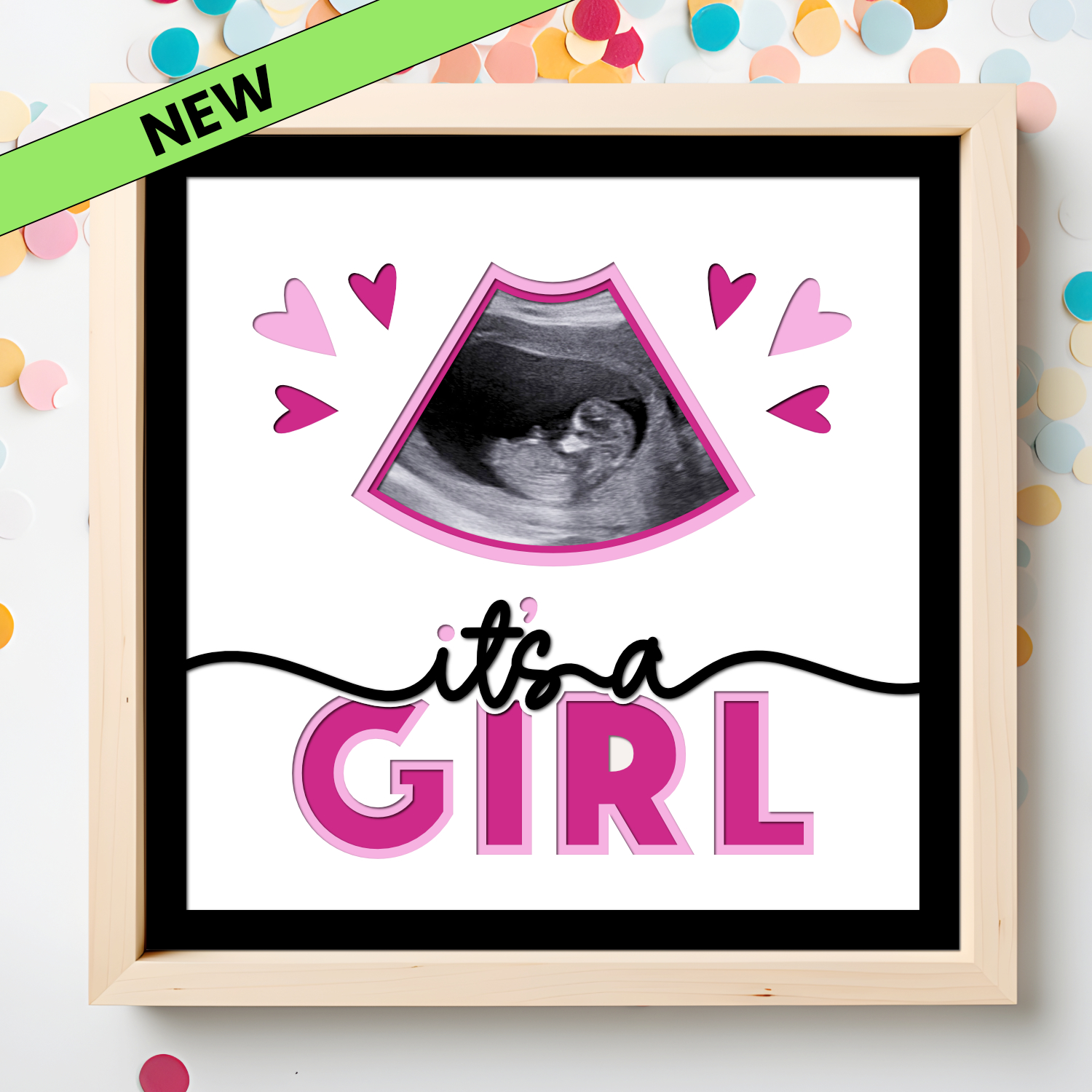 It's a Girl Pregnancy Ultrasound SVG Shadow Box Project File