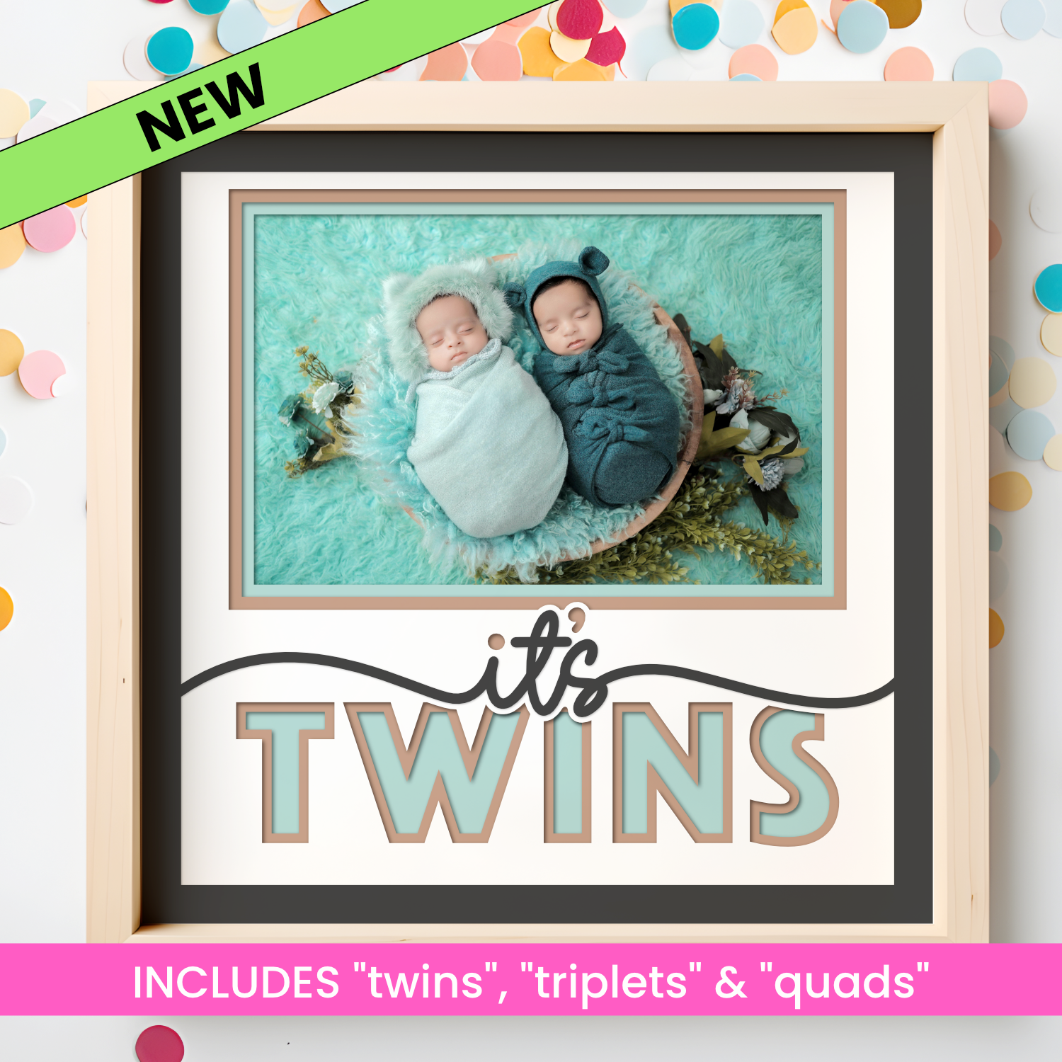 It's Twins / Triplets / Quads Picture Frame SVG Shadow Box Project File