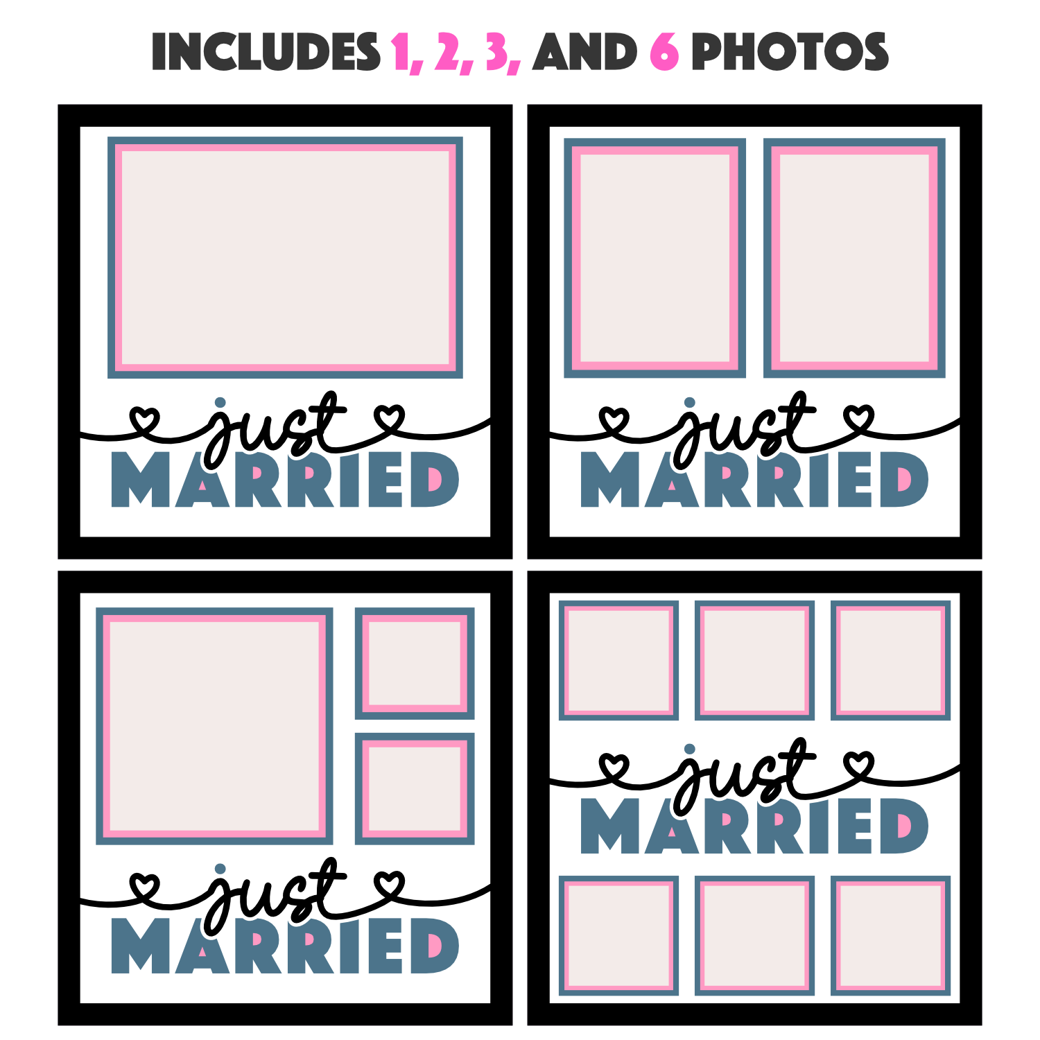 Just Married Picture Frame SVG Shadow Box Project File