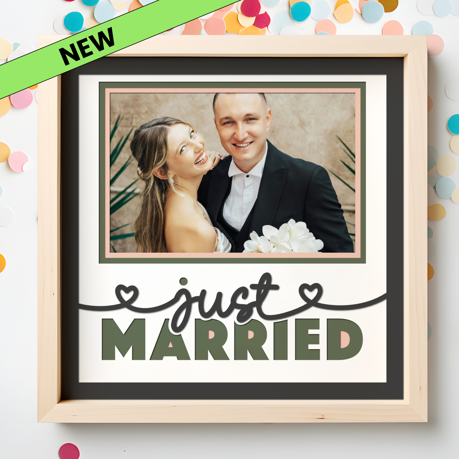 Just Married Picture Frame SVG Shadow Box Project File