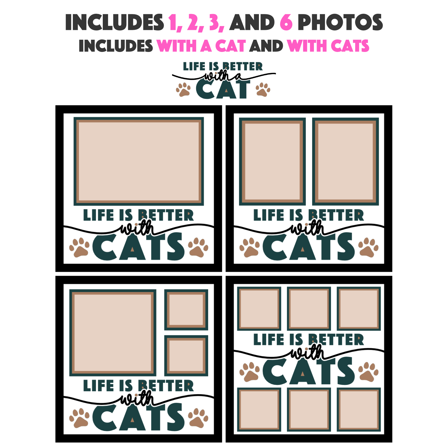 Life is Better With a Cat Picture Frame SVG Shadow Box Project File