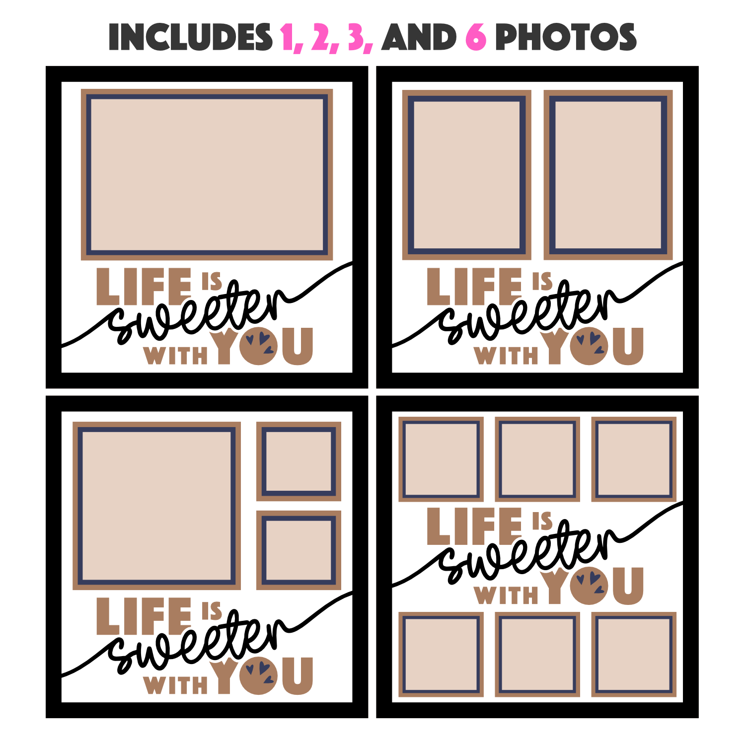 Life is Sweeter With You Picture Frame SVG Shadow Box Project File