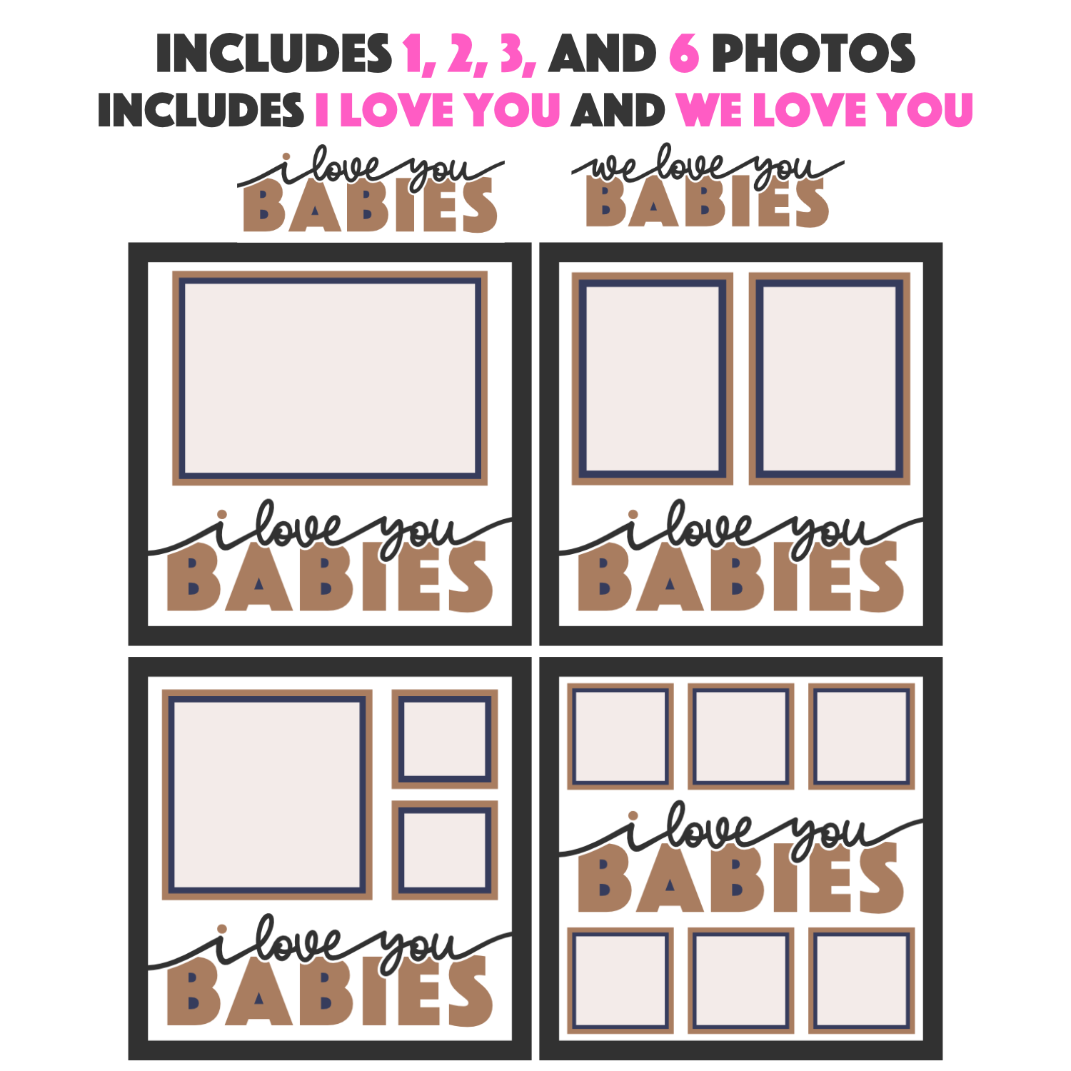Love You Babies Picture Frame SVG Shadow Box Project File