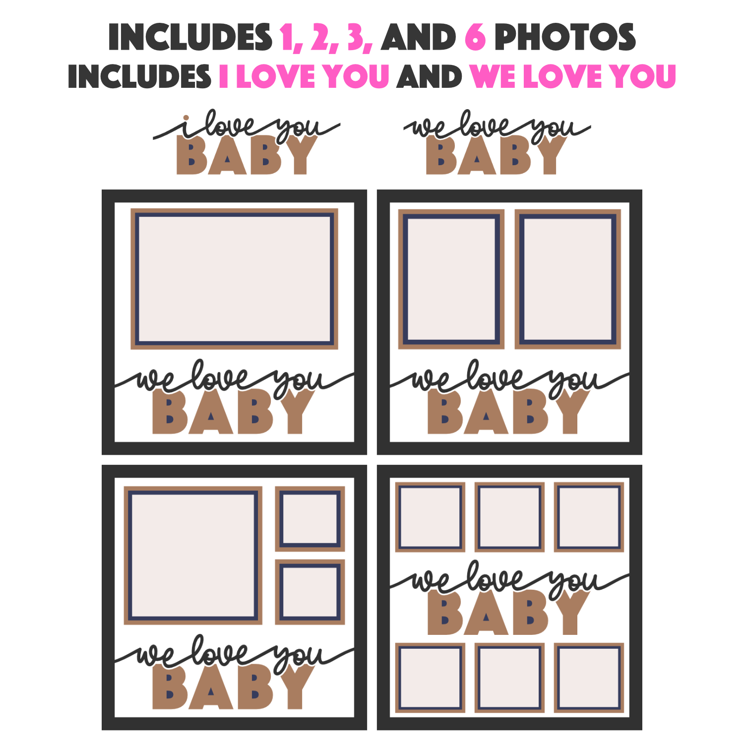 Love You Baby Picture Frame SVG Shadow Box Project File
