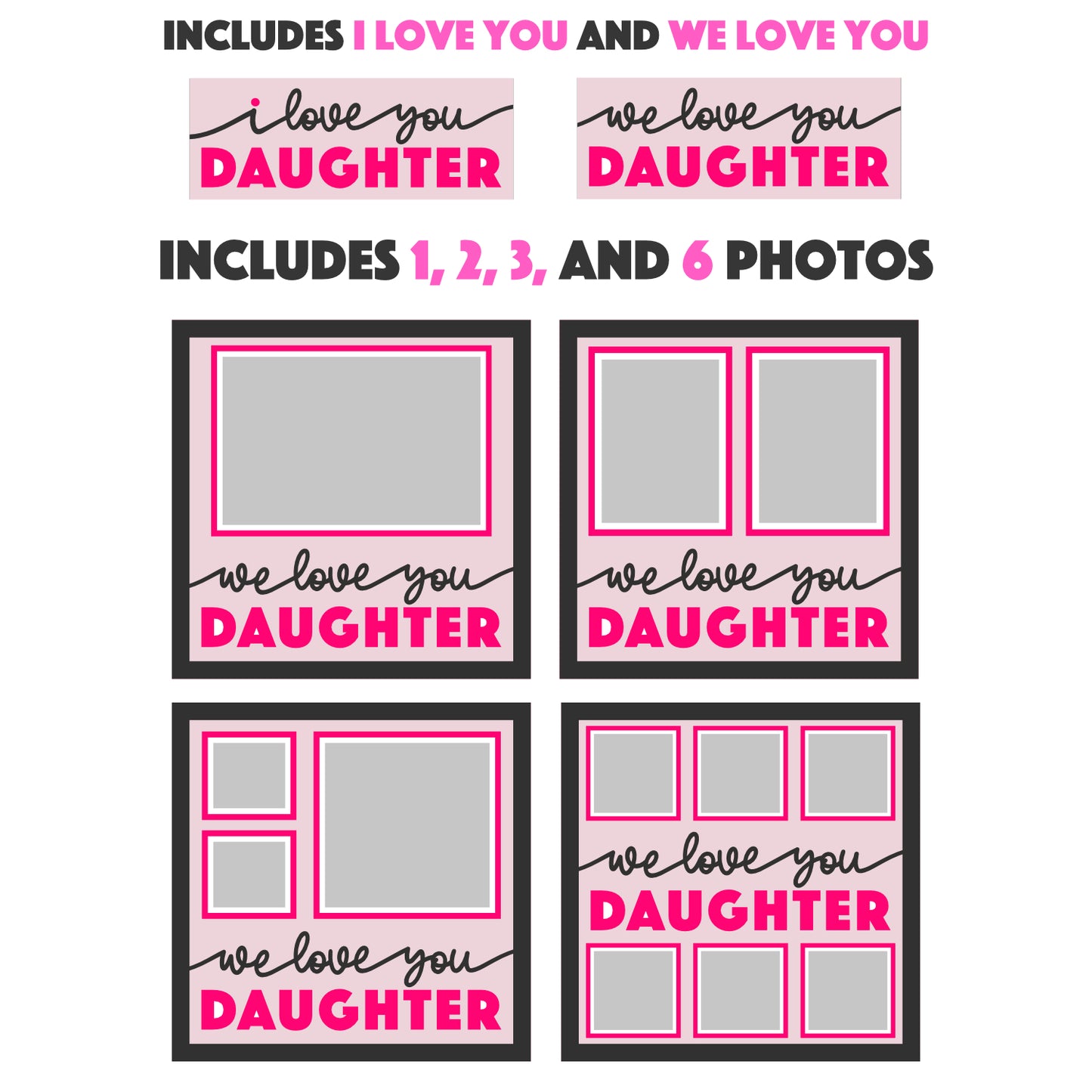 Love You Daughter(s) Layered SVG Picture Frame Project