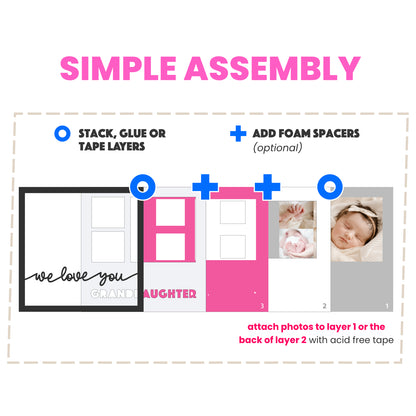 Love You Granddaughter(s) Layered SVG Picture Frame Project