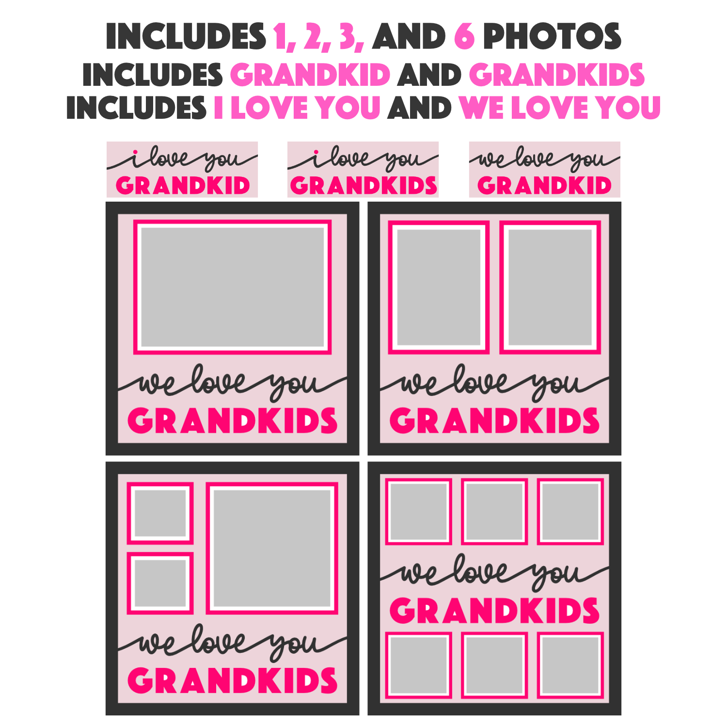 Love You Grandkid(s) Picture Frame SVG Shadow Box Project File