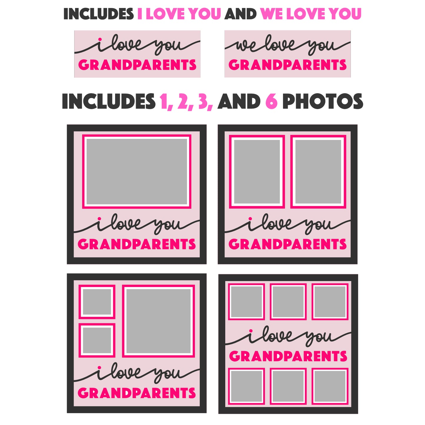 Love You Grandparents Layered SVG Picture Frame Project