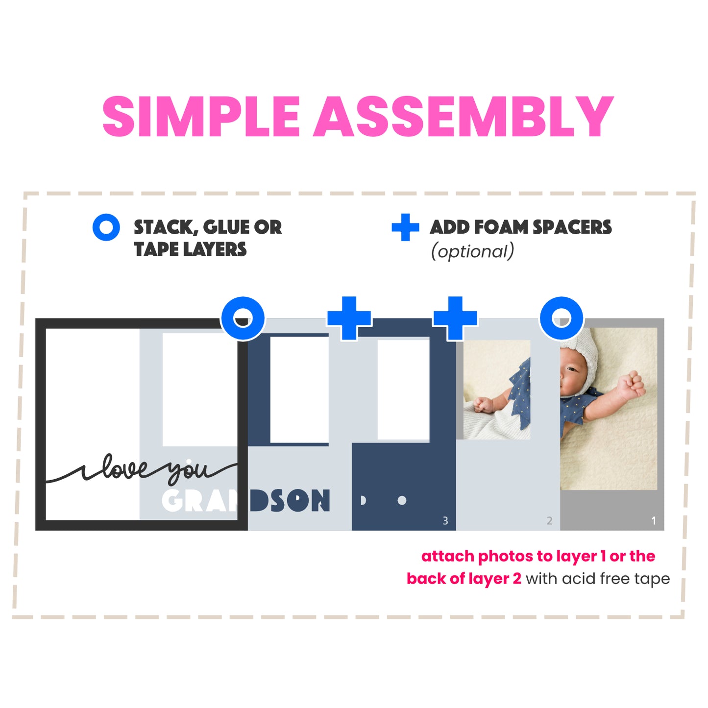Love You Grandson(s) Layered SVG Picture Frame Project